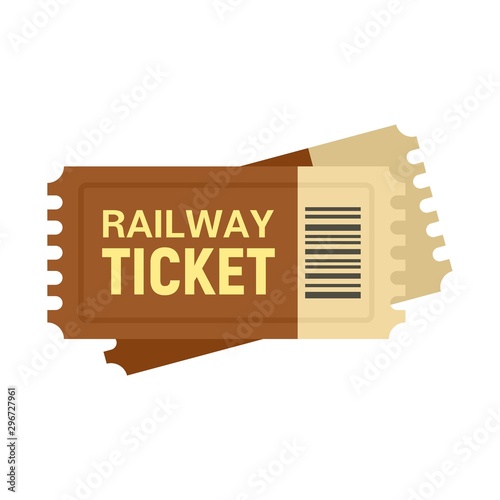 Railway ticket icon. Flat illustration of railway ticket vector icon for web design