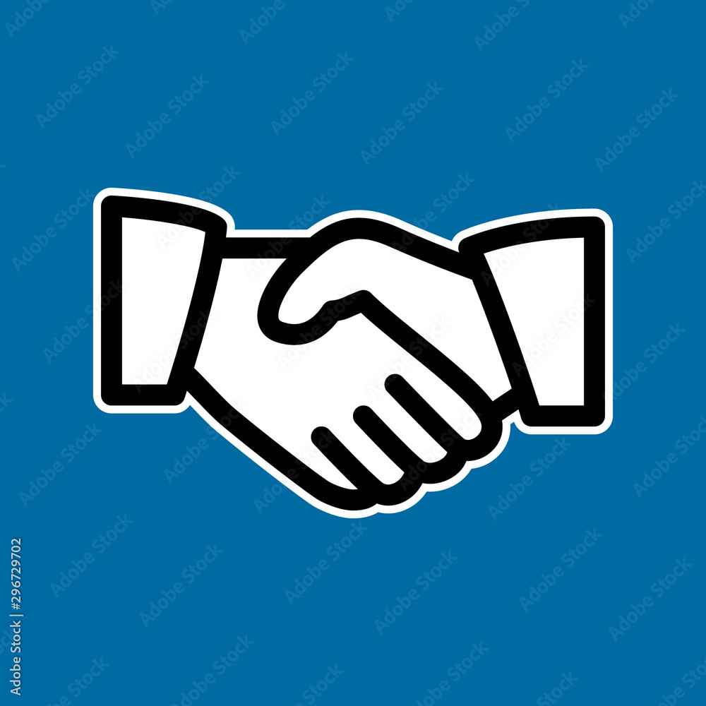 Hand shake business isolated on blue background Hand shake business isolated on blue background