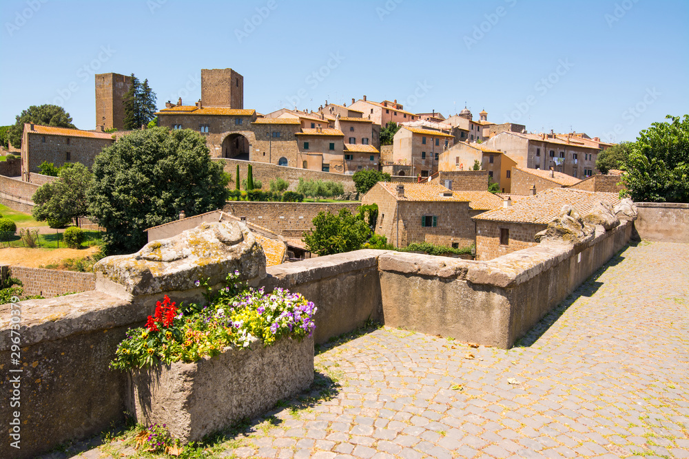 Tuscania, Viterbo, Italy: view of the city with etruscan sarcophagi