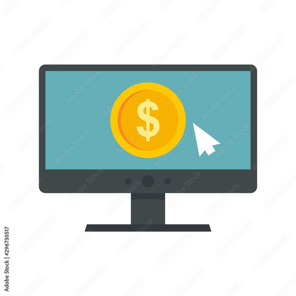 Web money monitor icon. Flat illustration of web money monitor vector icon for web design Web money monitor icon. Flat illustration of web money monitor vector icon for web design