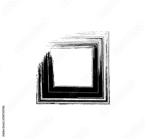 Mascara eyelashes brush stroke isolated on white background. Vector black square lash makeup scribble swatch.
