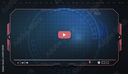 Futuristic Desktop Video player,  modern digital Video player for the web templates. New Media Player interface. Skin video player. Template for Web and Mobile Apps. Vector illustration