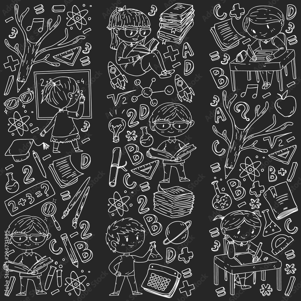 Back to school. Vector icons and elements for little children, college. Doodle style, kids drawing Back to school. Vector icons and elements for little children, college. Doodle style, kids drawing