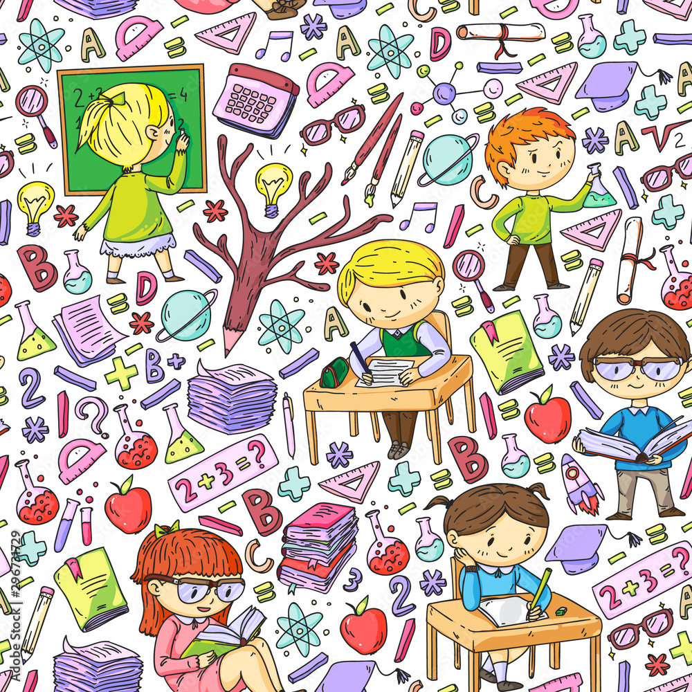 Back to school. Vector icons and elements for little children, college. Doodle style, kids drawing Back to school. Vector icons and elements for little children, college. Doodle style, kids drawing