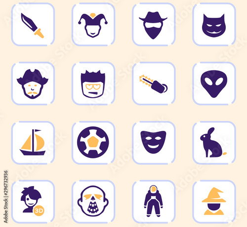 Genres of cinema icons set