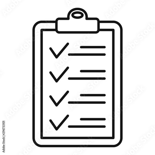 Check list icon. Outline check list vector icon for web design isolated on white background