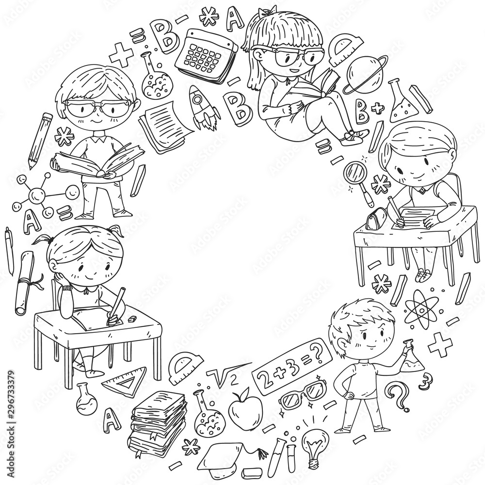 Back to school. Vector icons and elements for little children, college. Doodle style, kids drawing Back to school. Vector icons and elements for little children, college. Doodle style, kids drawing