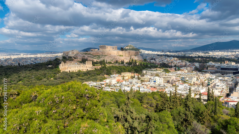 Athens skyline, with Acropolis, Greece.