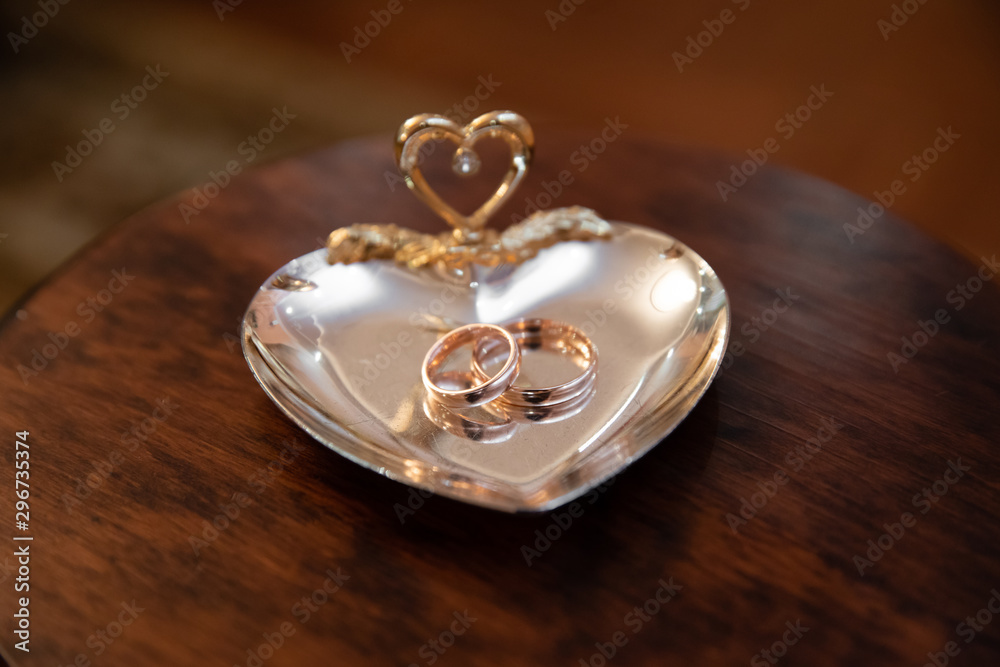 Pair of gold rings for wedding ceremony