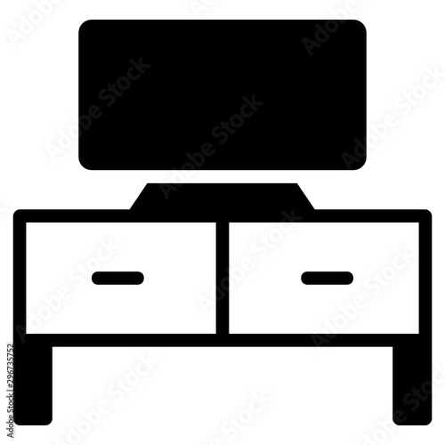 Drawer and Tv Concept, Compact Furniture Vector Icon design
