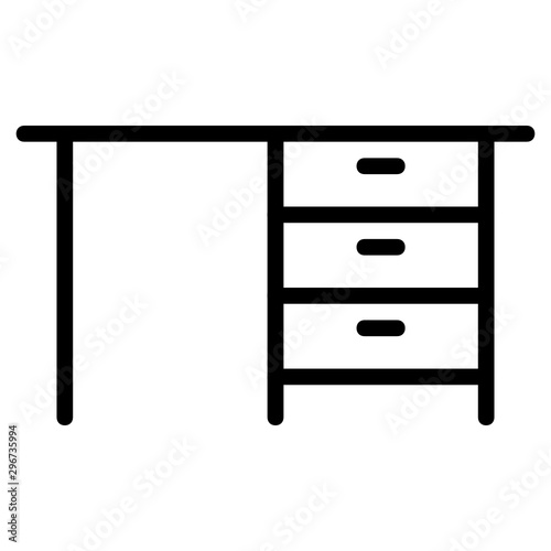 Desk with Drawer Multipurpose Furniture Vector Icon Design