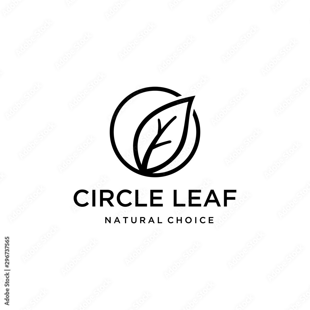 Modern leaf with circle design logo concept illustration