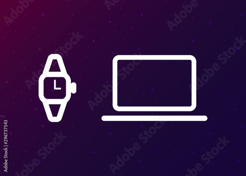 Devices Icons Tech Symbols Simple Style Vector Illustration
