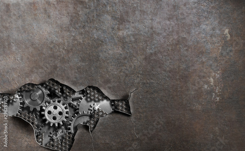 Torn hole metal background ...