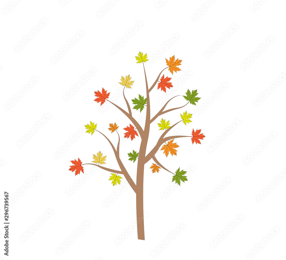 Colorful autumn leaves on a tree - illustration