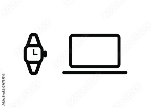 Devices Icons Tech Symbols Simple Style Vector Illustration
