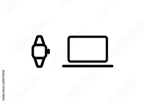 Devices Icons Tech Symbols Simple Style Vector Illustration
