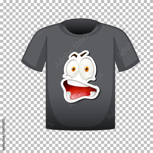 T-shirt template with happy face graphic in front