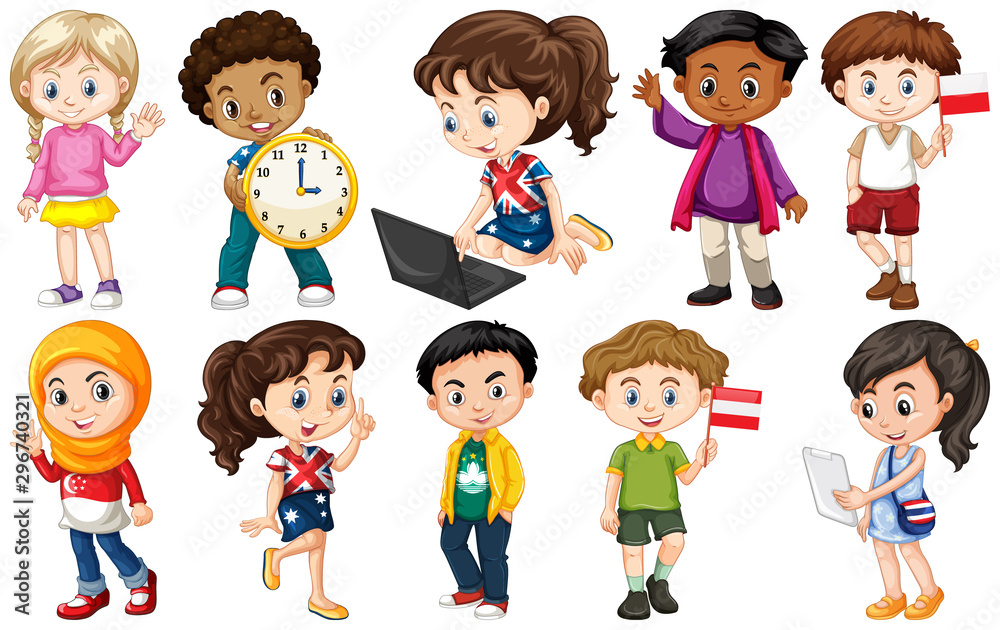 Set of children from different countries Set of children from different countries