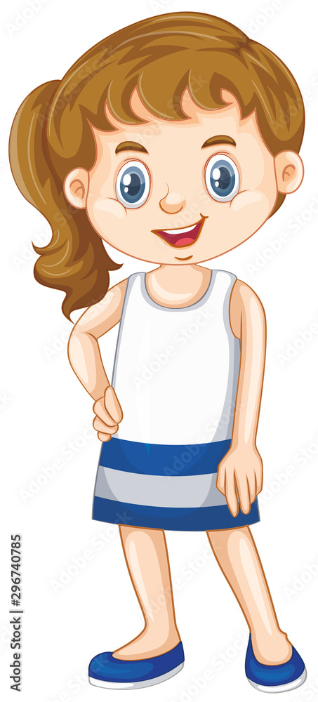 Girl with happy smile on white background