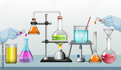 Science lab equipments on burning stands