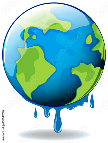 Global warming with earth melting
