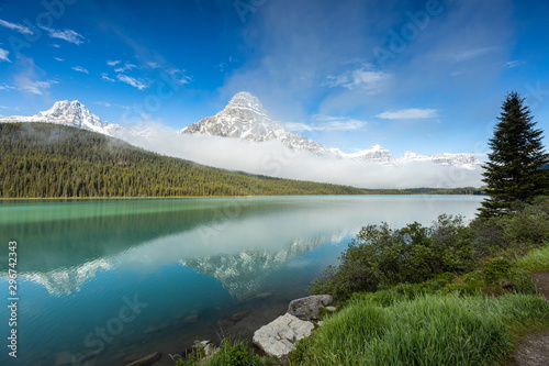 Lake Hector in the canadian Rocky Mountains of Jasper National Park	 photo