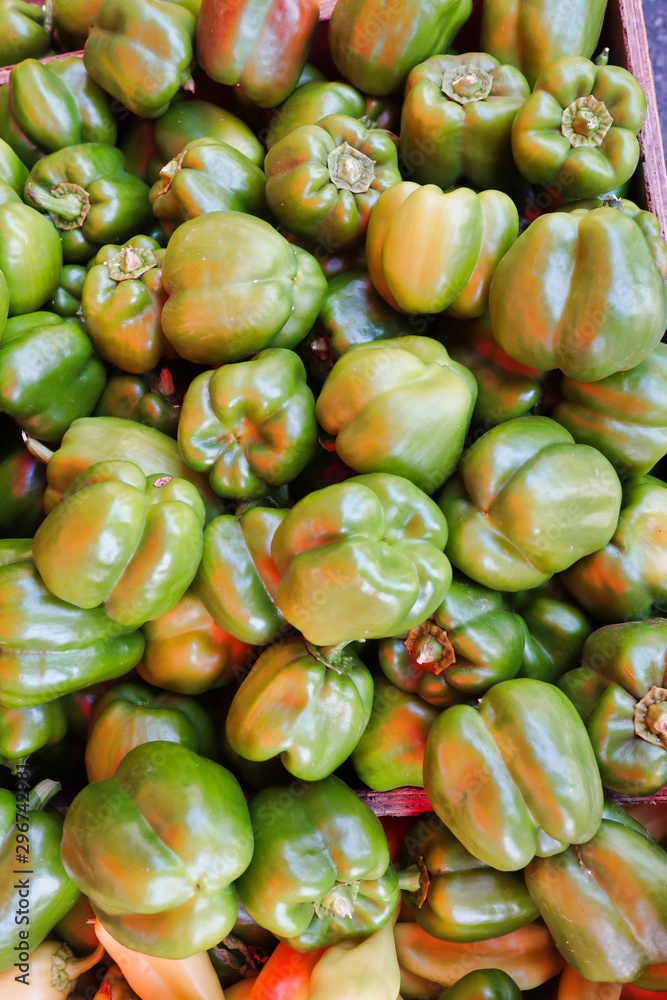 Lovely fresh green peppers close up Lovely fresh green peppers close up