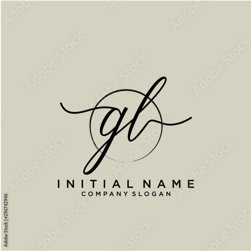 GL Initial handwriting logo with circle template vector.
