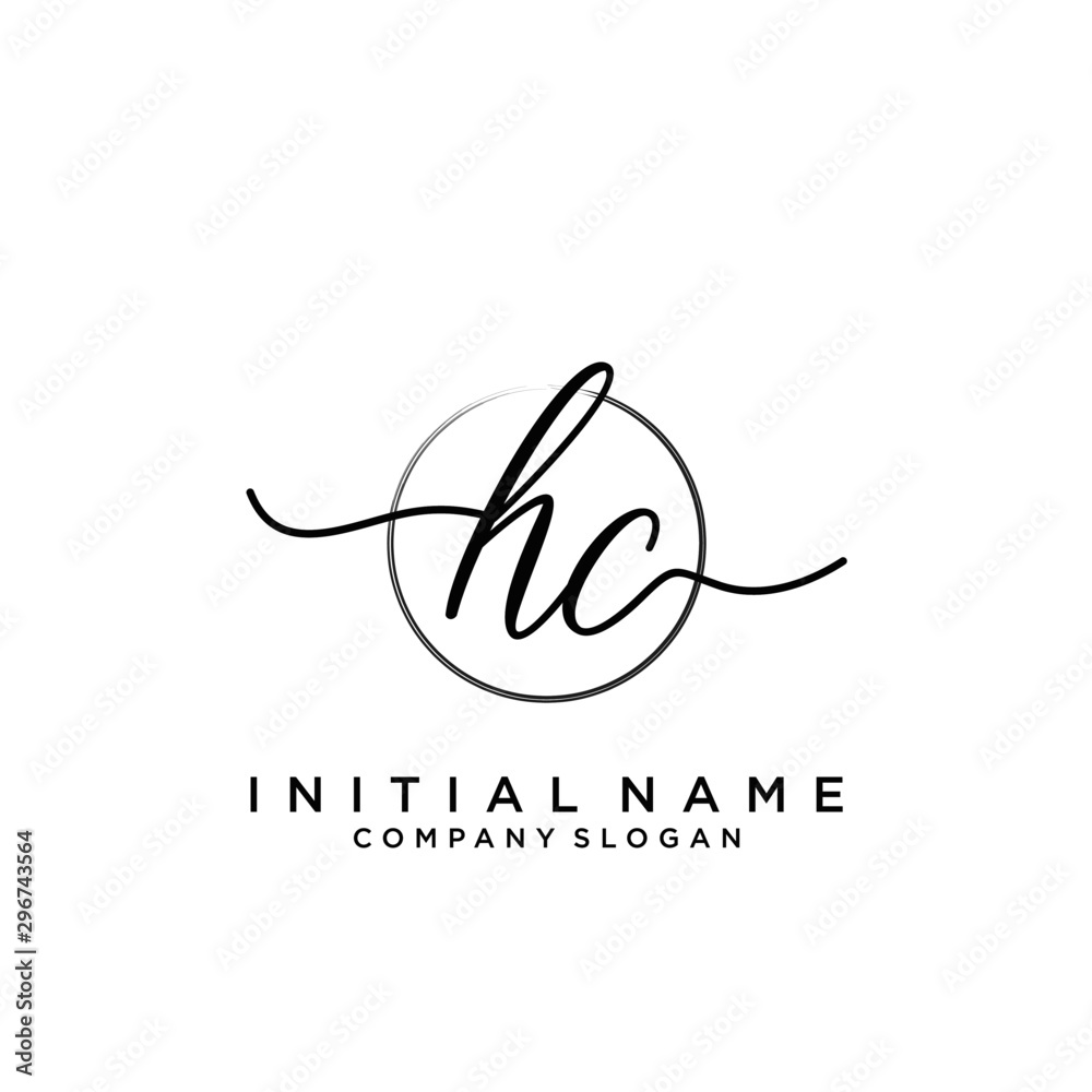 HC Initial handwriting logo with circle template vector. HC Initial handwriting logo with circle template vector.