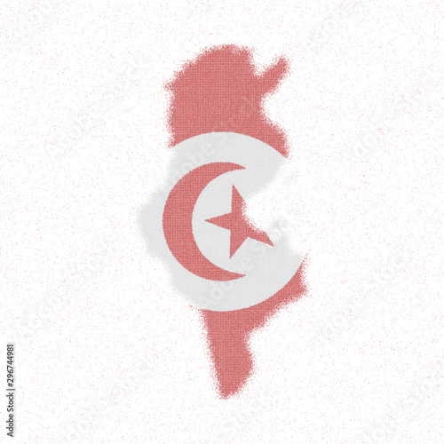 Map of Tunisia. Mosaic style map with flag of Tunisia. Dazzling vector illustration.