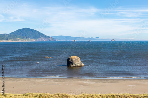 A view out over the Pacific Ocean from Port Orford on the Oregon coast photo