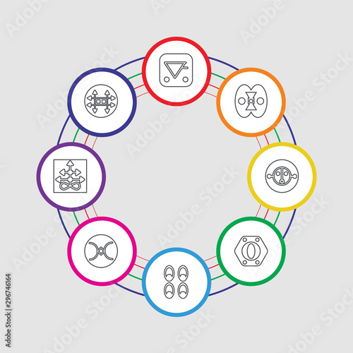 8 colorful stroke icons set included zinc, sulphur, still, wisdom, greatness, fortitude, democracy, aqua