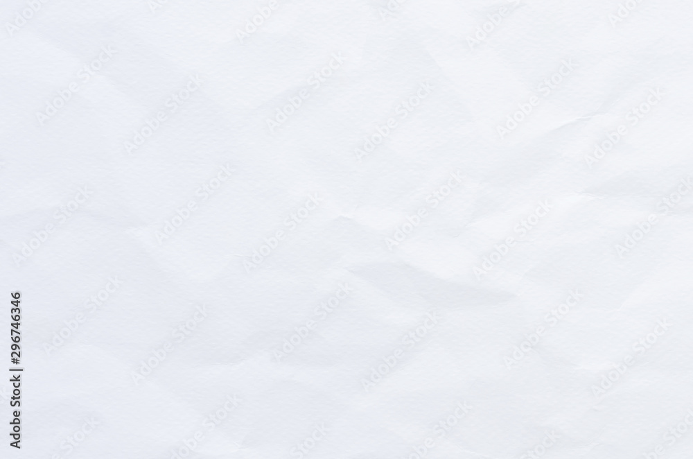 white crumpled paper texture background.