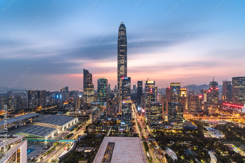 Fototapeta premium Shenzhen Futian district skyline at nght