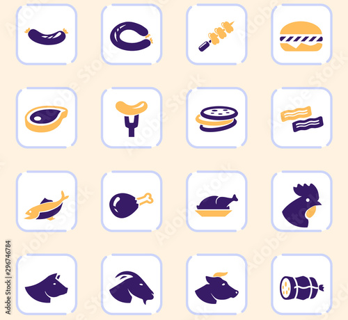 Meat and protein icons set