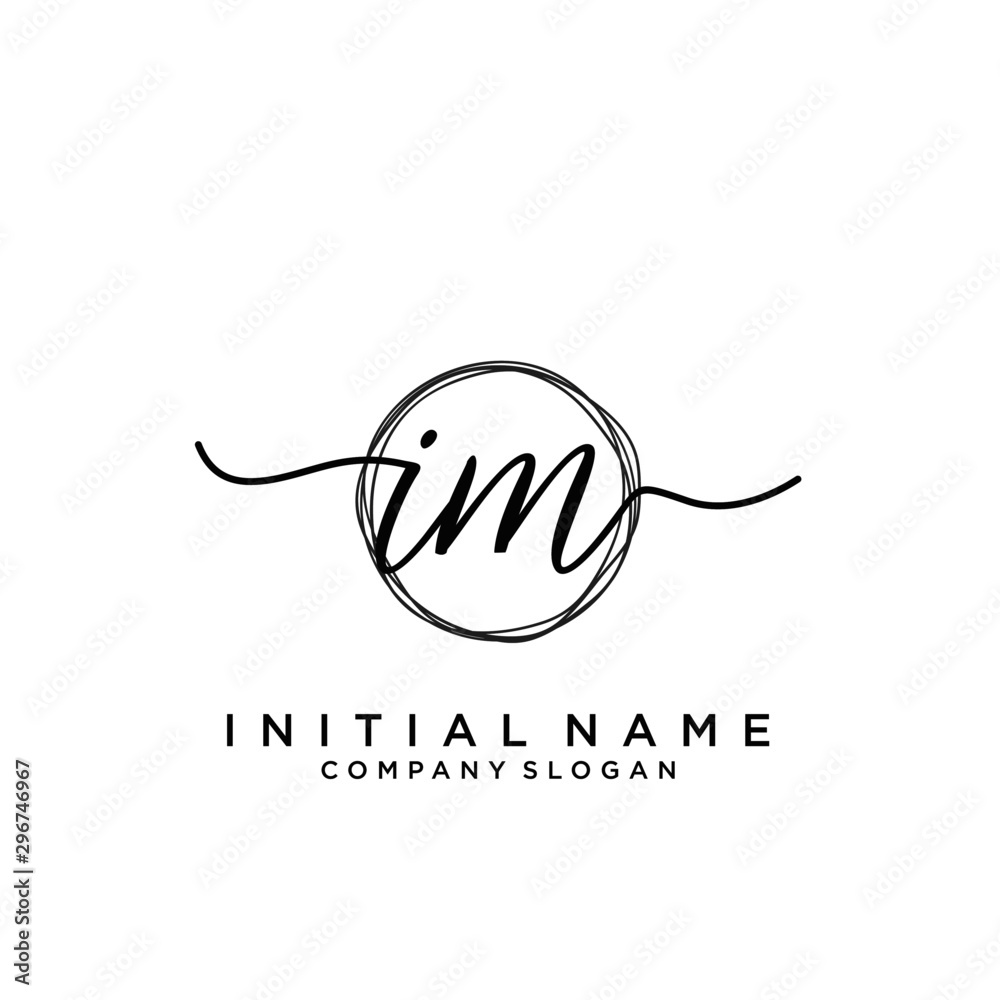 IM Initial handwriting logo with circle template vector. IM Initial handwriting logo with circle template vector.