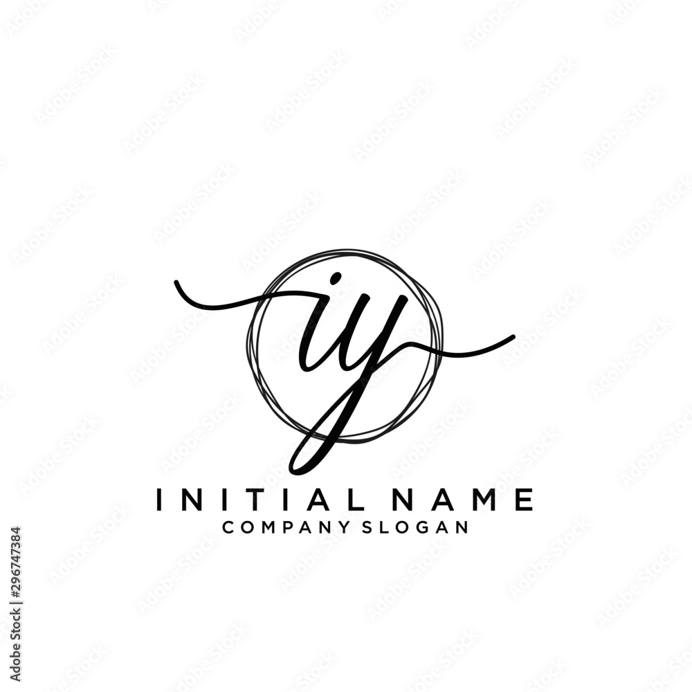 IY Initial handwriting logo with circle template vector. IY Initial handwriting logo with circle template vector.