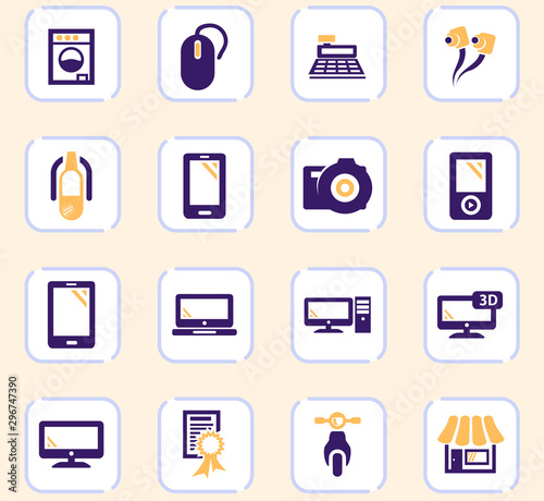 Supermarket electronic icons set
