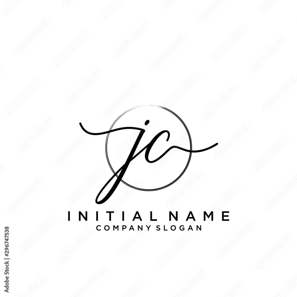 JC Initial handwriting logo with circle template vector. JC Initial handwriting logo with circle template vector.