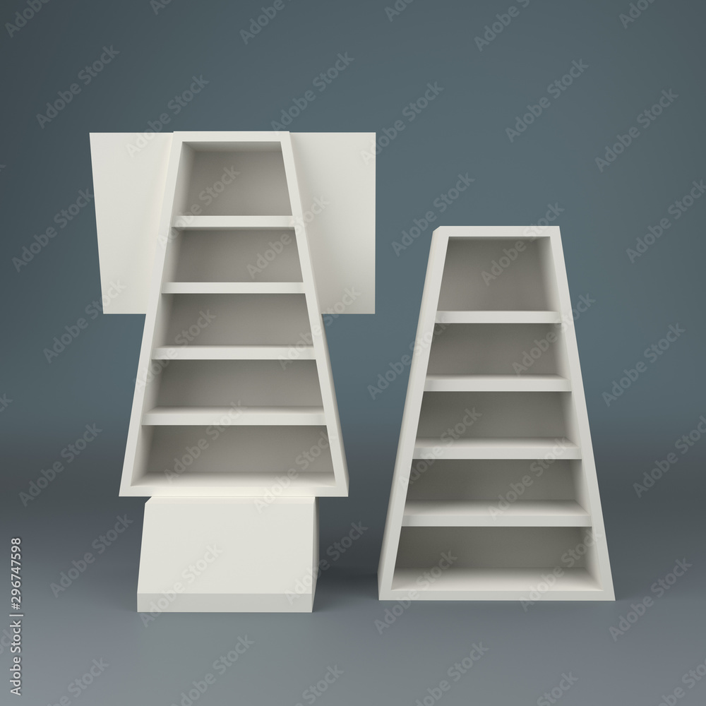 Advertising POS POI Promotion Shelf. 3D render Advertising POS POI Promotion Shelf. 3D render