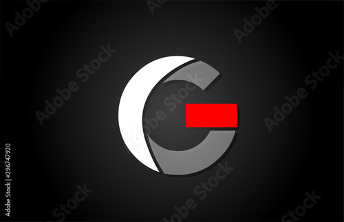 red white black G alphabet letter logo for company icon design