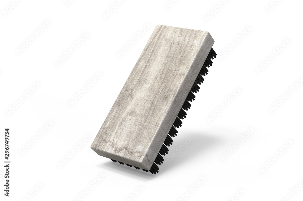 Shoe brush mock up template on isolated white background, ready for your design presentation, 3d illustration Shoe brush mock up template on isolated white background, ready for your design presentation, 3d illustration