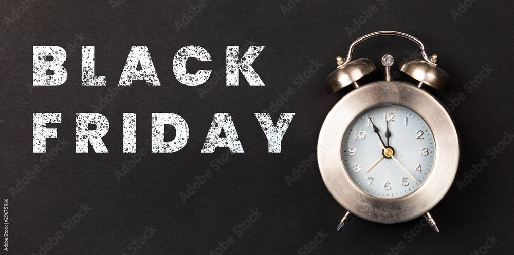 black friday with clock and black background