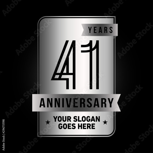 41 years anniversary design template. Forty-one years celebration logo. Vector and illustration.