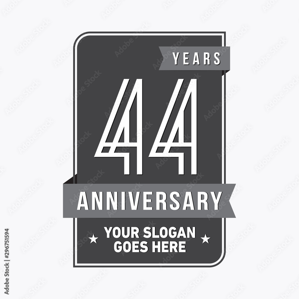 44 years anniversary design template. Forty-four years celebration logo. Vector and illustration. 44 years anniversary design template. Forty-four years celebration logo. Vector and illustration.