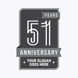 51 years anniversary design template. Fifty-one years celebration logo. Vector and illustration.