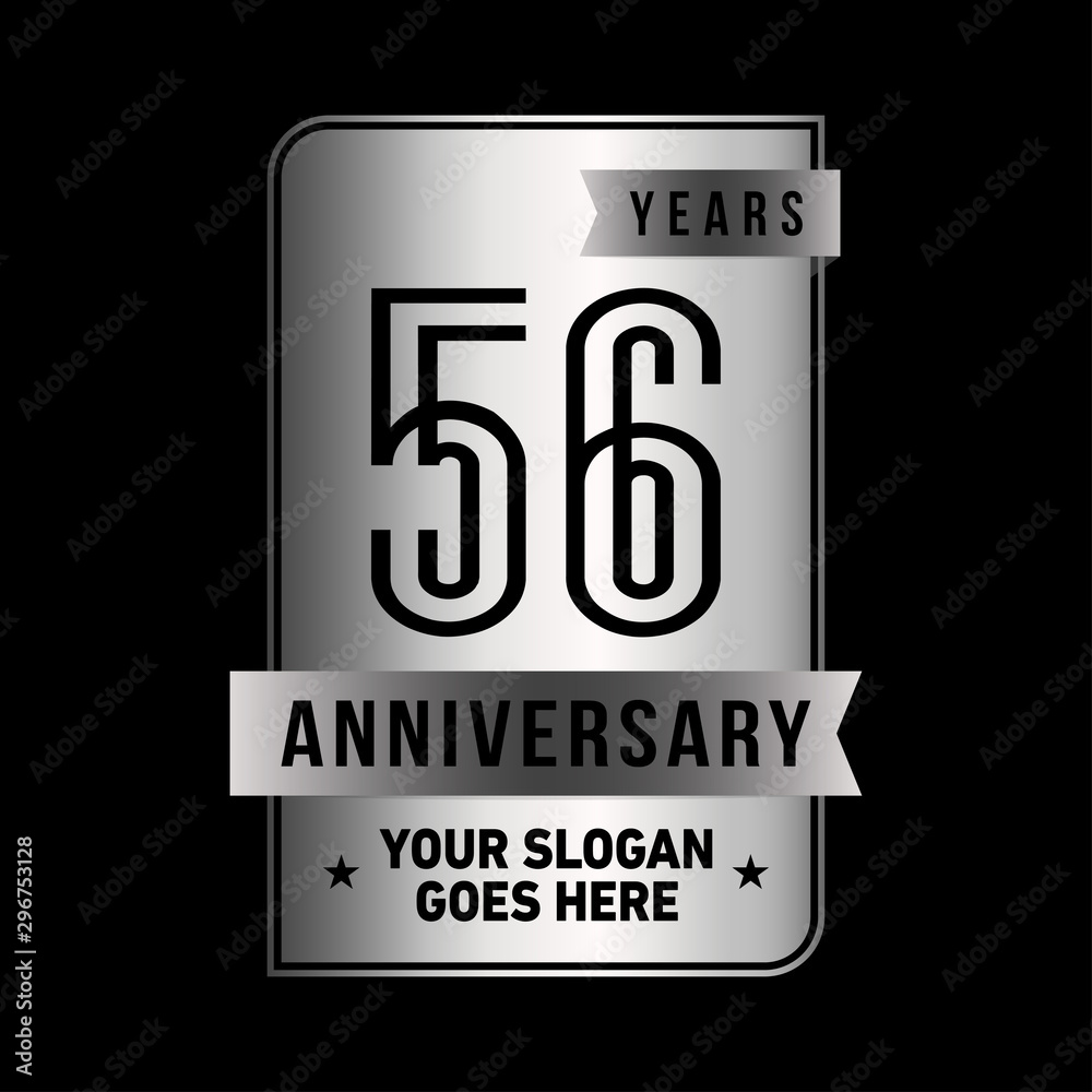 56 years anniversary design template. Fifty-six years celebration logo. Vector and illustration. 56 years anniversary design template. Fifty-six years celebration logo. Vector and illustration.
