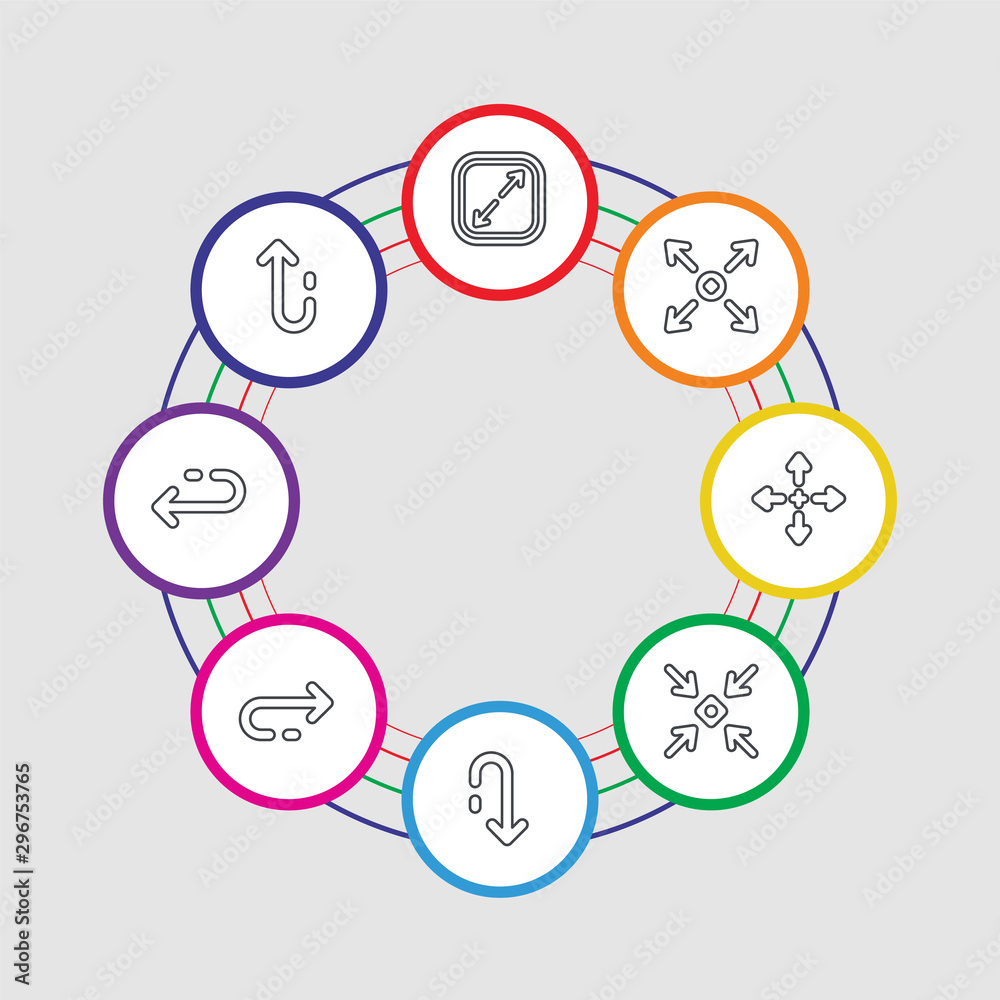 8 colorful stroke icons set included up arrow, left arrow, right arrow, down focus, move, expand, expand 8 colorful stroke icons set included up arrow, left arrow, right arrow, down focus, move, expand, expand