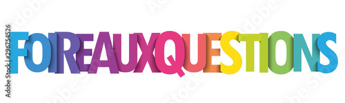 Bannière typographique vecteur coloré FOIRE AUX QUESTIONS